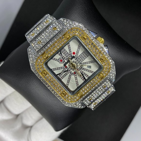 COPY - Luxury Looking Duo Color 18K Plated Full Diamond Watch, Men Bling Hip Ho… - Picture 2 of 6